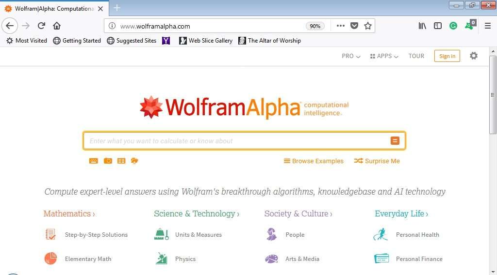 wolframalpha browser