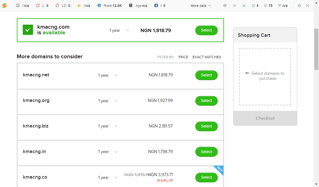 web design - domain availability