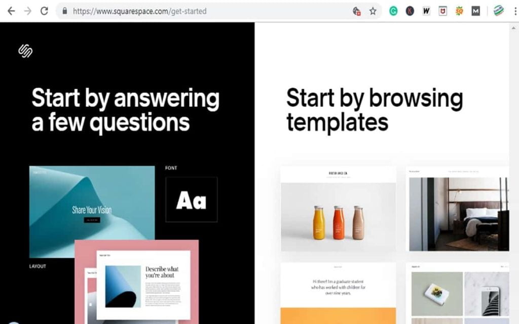 Create your site with squarespace