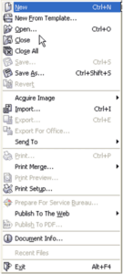 coreldraw file menu