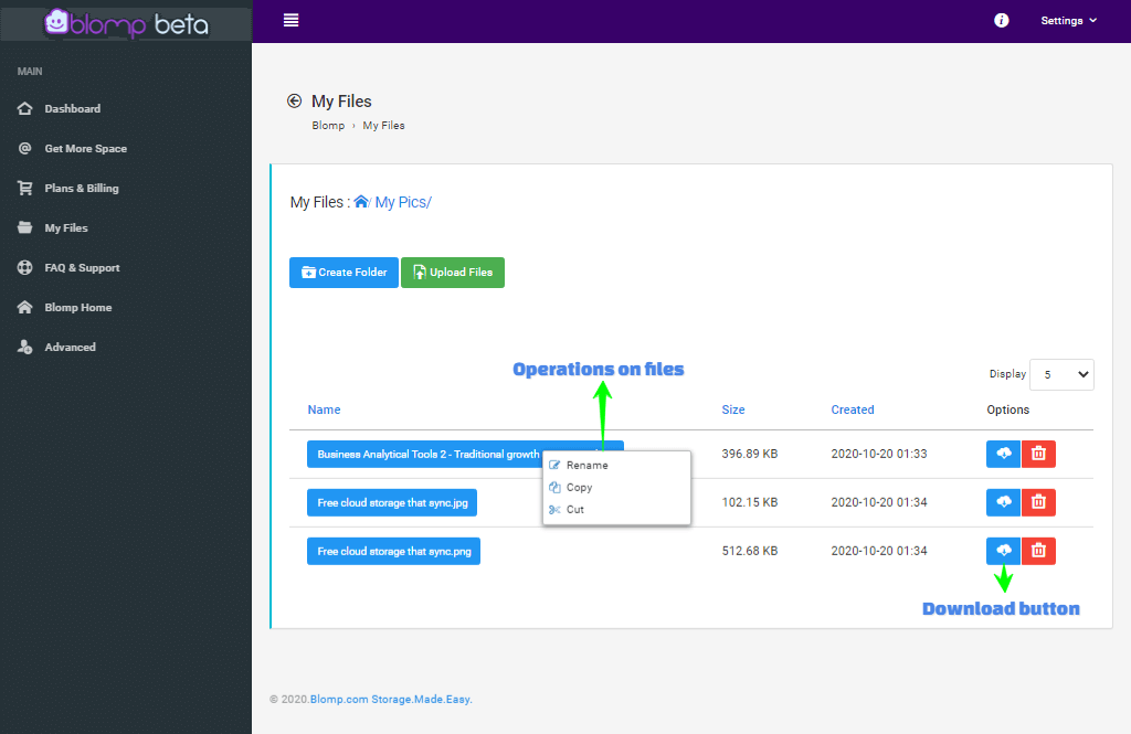 manage cloud storage with blomp