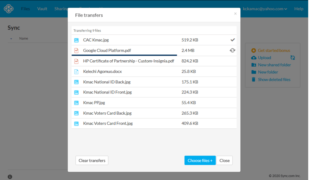 upload files in sync