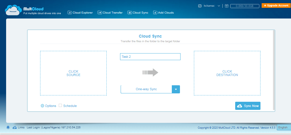 Multcloud - one-way sync