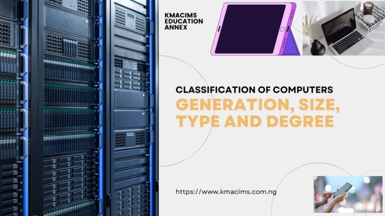 Classification of computers by generation, size, type and degree