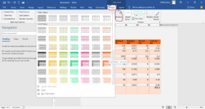 creating and formatting tables in MS Word