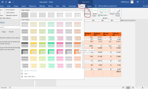 Creating and Formatting Tables in Microsoft Word