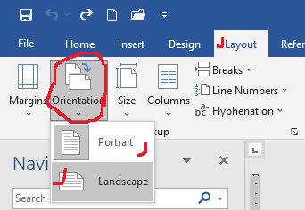 page orientation select