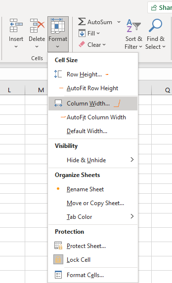 resize multiple columns/ rows at the same time