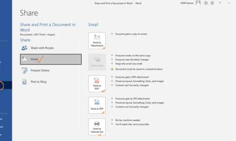 Share and Print a Document in Word