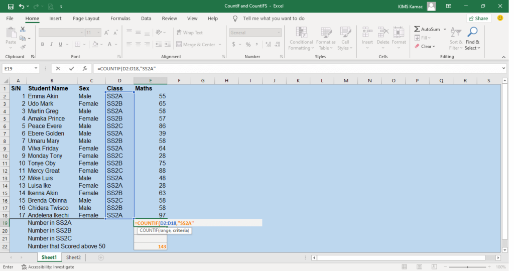 example of countif in excel