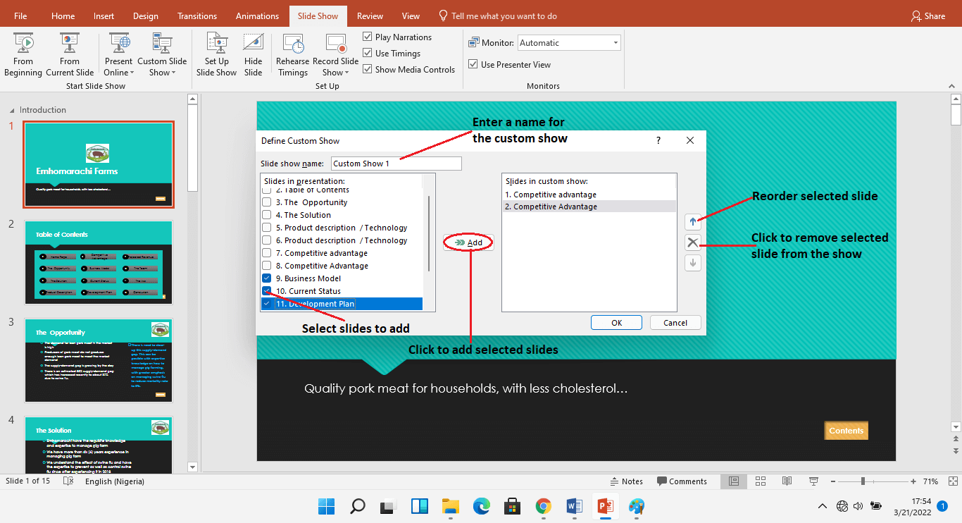 How To Create A Custom Slideshow In PowerPoint Kmacims Education Annex