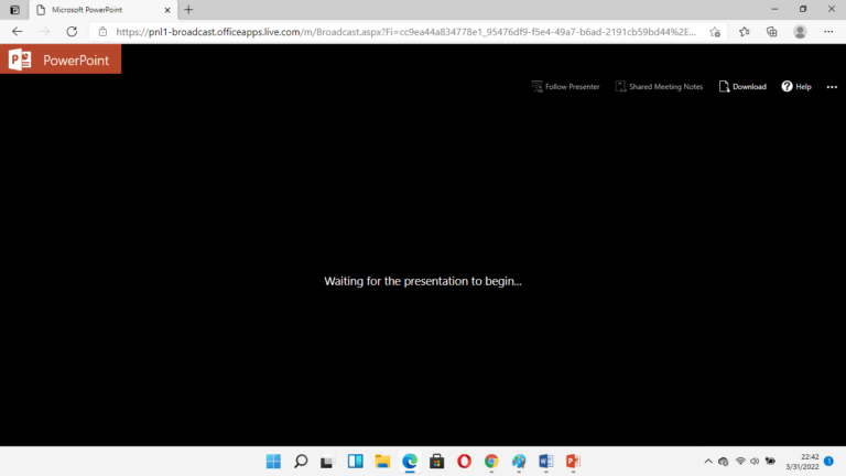 delivering powerpoint presentation to remote viewers - waiting for show to begin