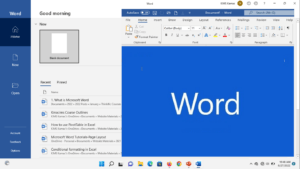 Microsoft word ribbon and word app window