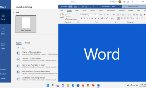 Microsoft Word Ribbon and Window