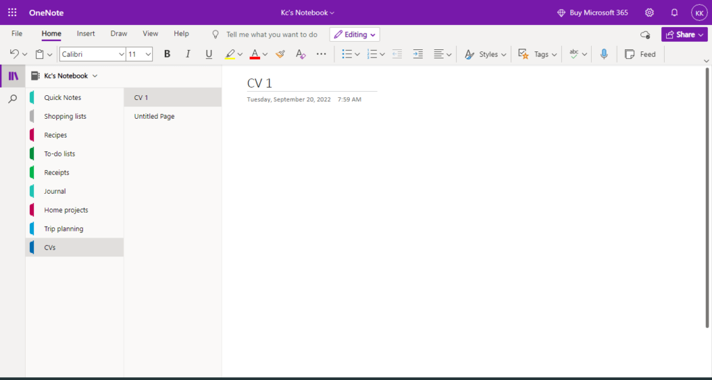 create notebooks in onenote online