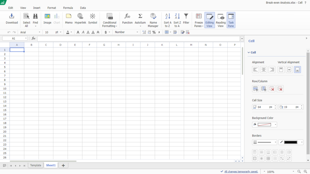 spreadsheet application - thinkfree hancom platform