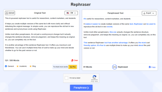 Rephraser - a paraphrasing tool