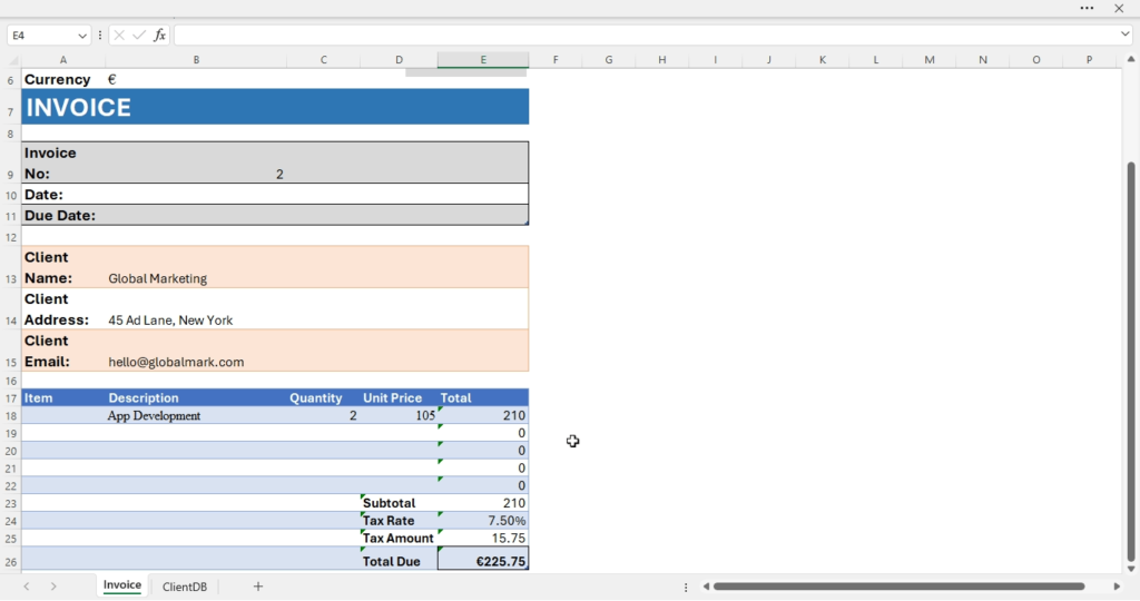 automated invoicing in Excel using vlookup