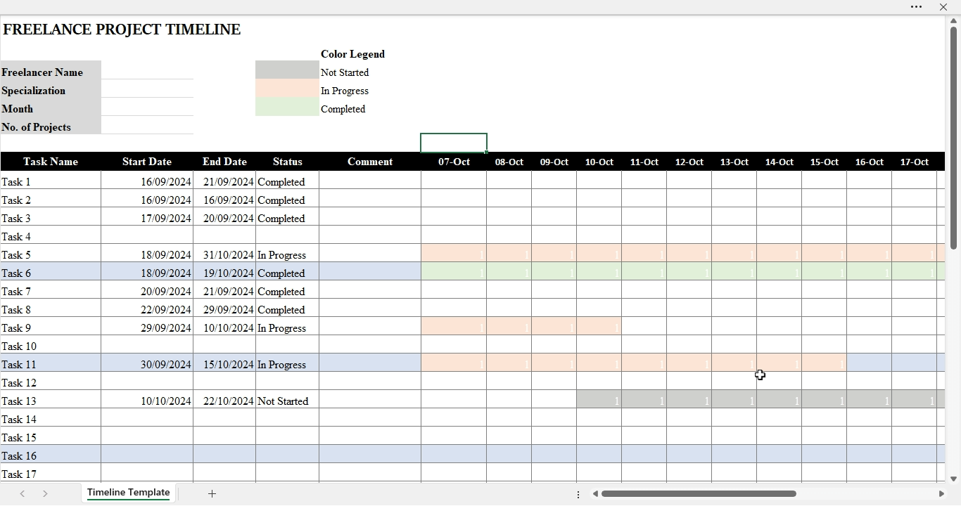 the freelance project timeline template for managing projects and enhancing productivity