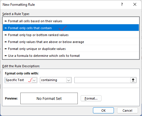 Conditional formatting with excel