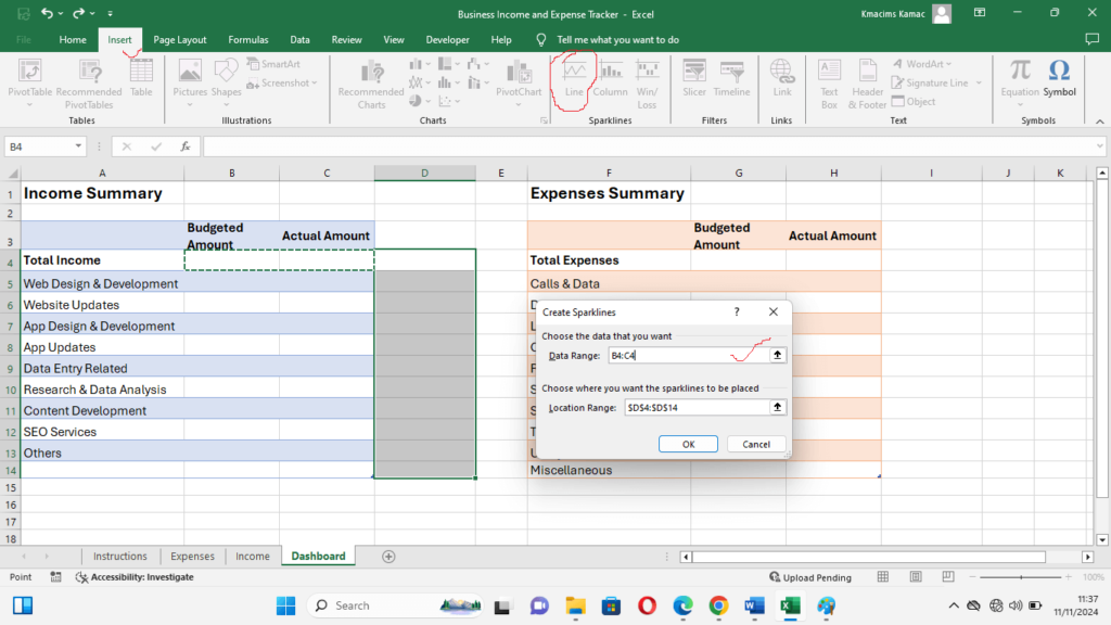 Create a business income tracker